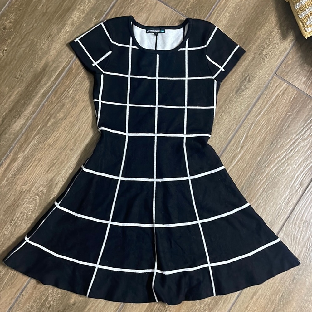 My Michelle Black and White Grid Dress